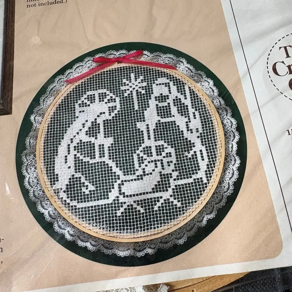 Holy Family Vintage Lace Net Darning Kit by The Creative Circle - 1987 Nativity
